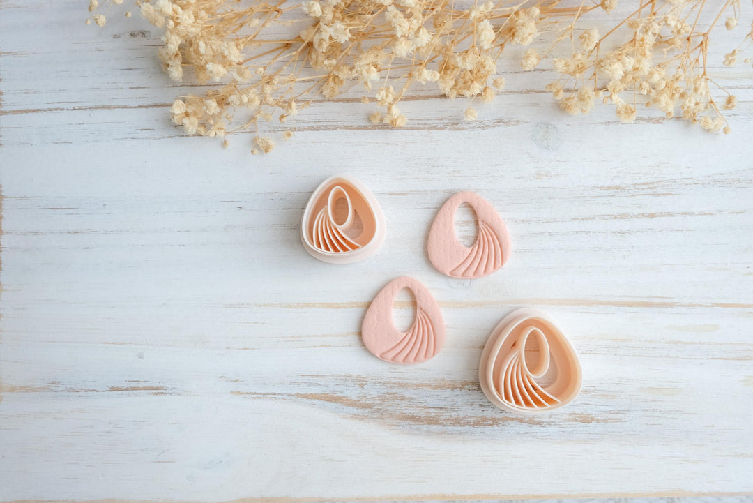 Abstract Swirl Teardrop Polymer Clay Cutter STL | Modern Hollow Dangle Earring Template | 3D Print Jewelry Tool Digital Download