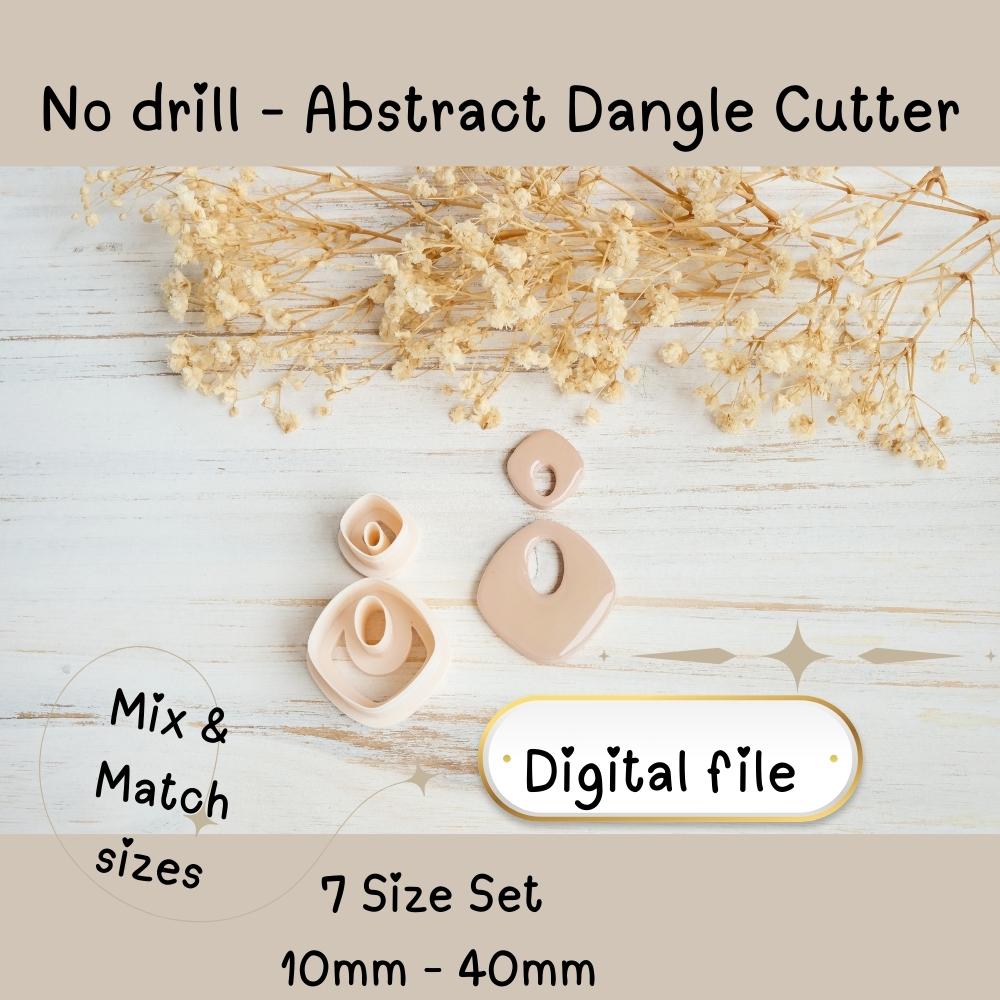Abstract Dangle no Drill Polymer Clay Cutter STL Set | Hollow Dangle Earring Template | 3D Print Jewelry Making Tool Digital Download