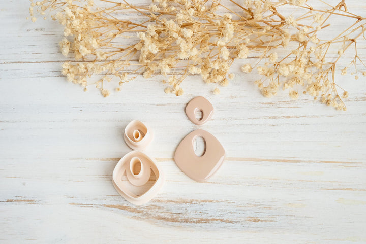 Abstract Dangle no Drill Polymer Clay Cutter STL Set | Hollow Dangle Earring Template | 3D Print Jewelry Making Tool Digital Download