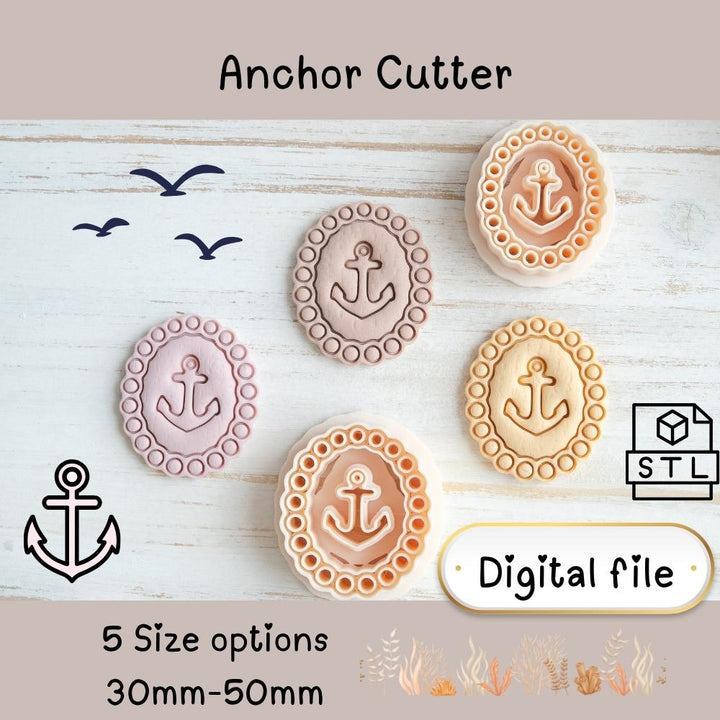 Anchor Polymer Clay Cutter STL | Sea Earring Cutter 30–50mm | Beach Clay Cutter Set | Summer Jewelry Tool Digital Download