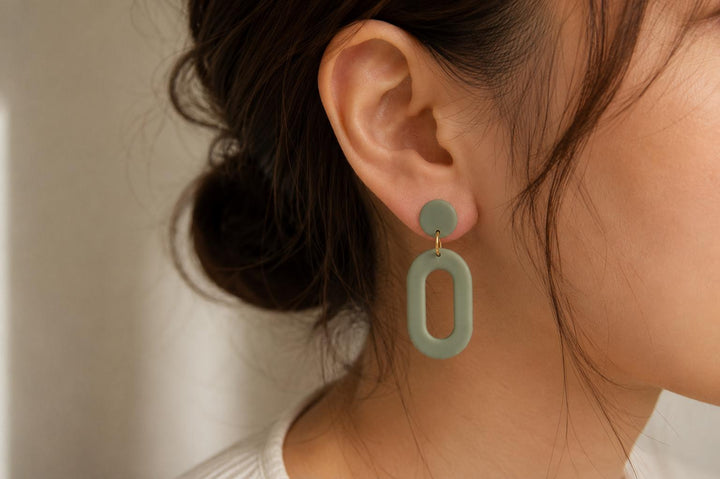 Minimalist Oval Link Earring Polymer Clay Cutters with Drill Guide | Modern Geometric Earring STL File 33mm-60mm | Oval | Digital Download