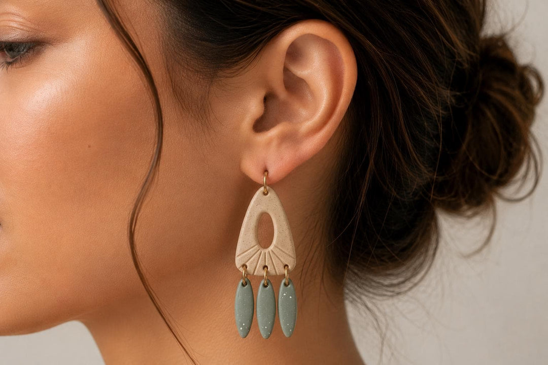 Temple Drop Earring Polymer Clay Cutters with Drill Guide | Boho Dangle Earrings STL File | Geometric Statement Earrings | Digital Download