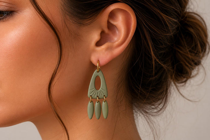 Temple Drop Earring Polymer Clay Cutters with Drill Guide | Boho Dangle Earrings STL File | Geometric Statement Earrings | Digital Download