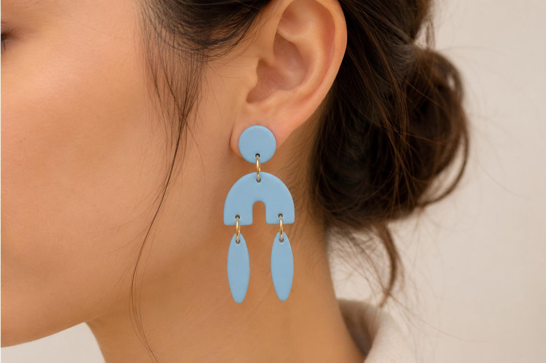 Geometric Arch Drop Earrings Polymer Clay Cutters with Drill Guide | Modern Boho Statement Earring STL File | Arch Dangle Clay Cutters |
