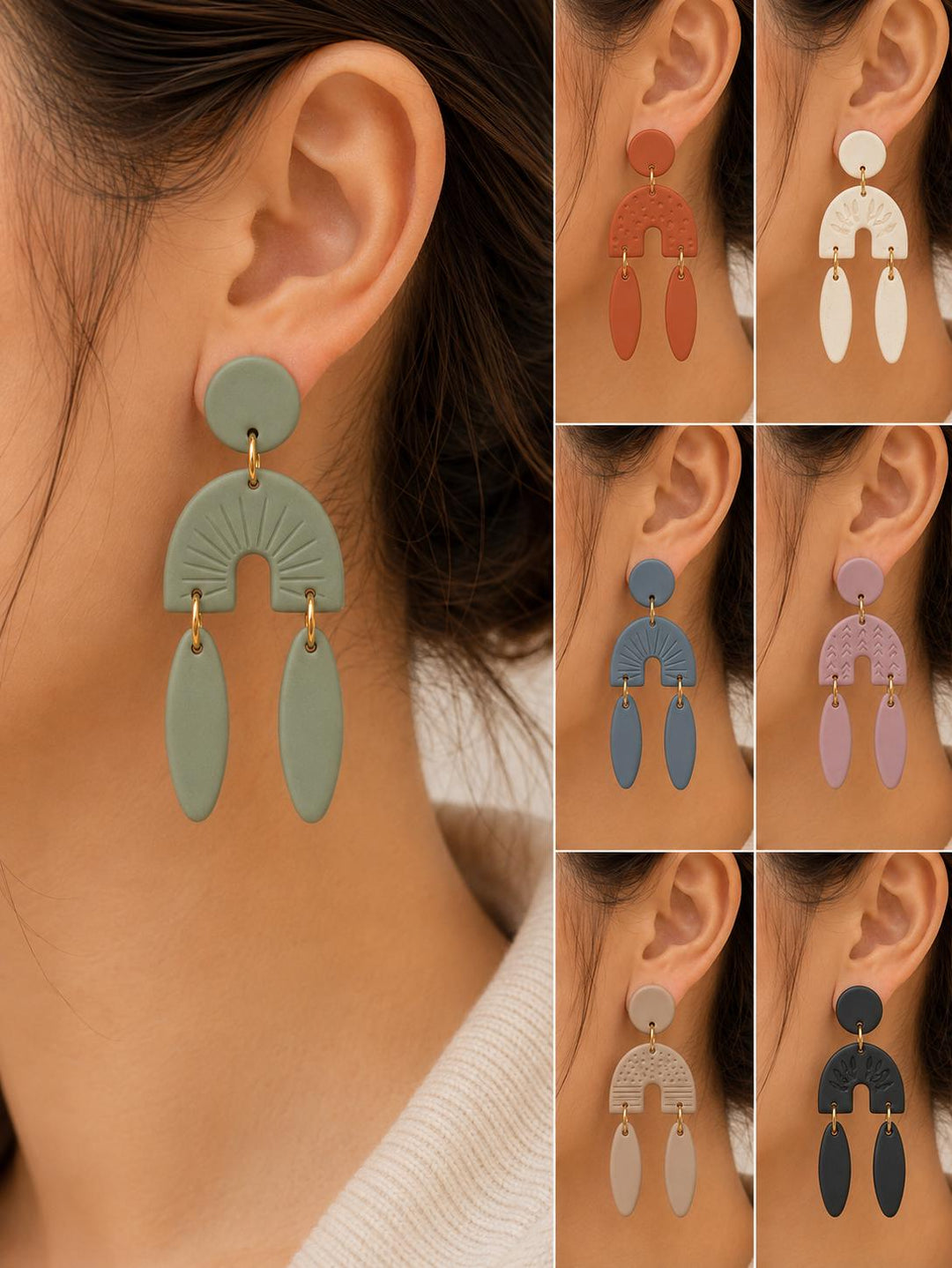 Geometric Arch Drop Earrings Polymer Clay Cutters with Drill Guide | Modern Boho Statement Earring STL File | Arch Dangle Clay Cutters |