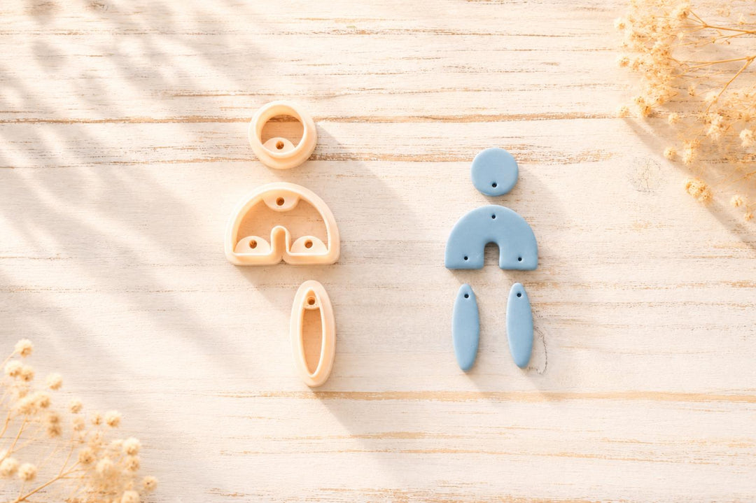 Geometric Arch Drop Earrings Polymer Clay Cutters with Drill Guide | Modern Boho Statement Earring STL File | Arch Dangle Clay Cutters |