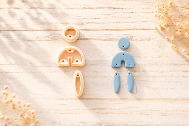 Geometric Arch Drop Earrings Polymer Clay Cutters with Drill Guide | Modern Boho Statement Earring STL File | Arch Dangle Clay Cutters |