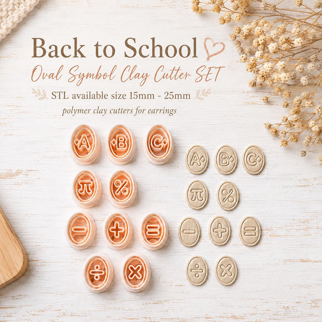 Back to School Symbol Polymer Clay Cutter Set STL | Teacher Earrings Cutter Bundle | Math Symbol Cutter | ABC Cutter | School Earrings STL