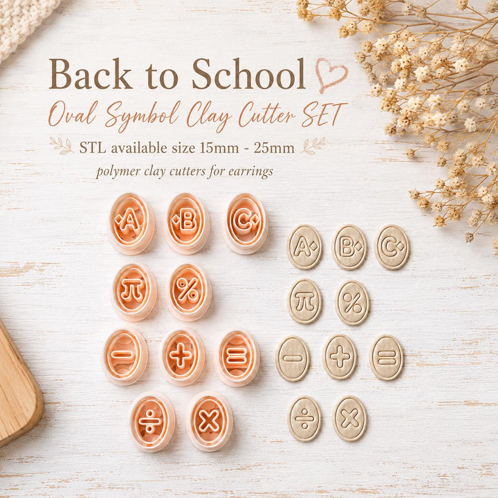 Back to School Symbol Polymer Clay Cutter Set STL | Teacher Earrings Cutter Bundle | Math Symbol Cutter | ABC Cutter | School Earrings STL