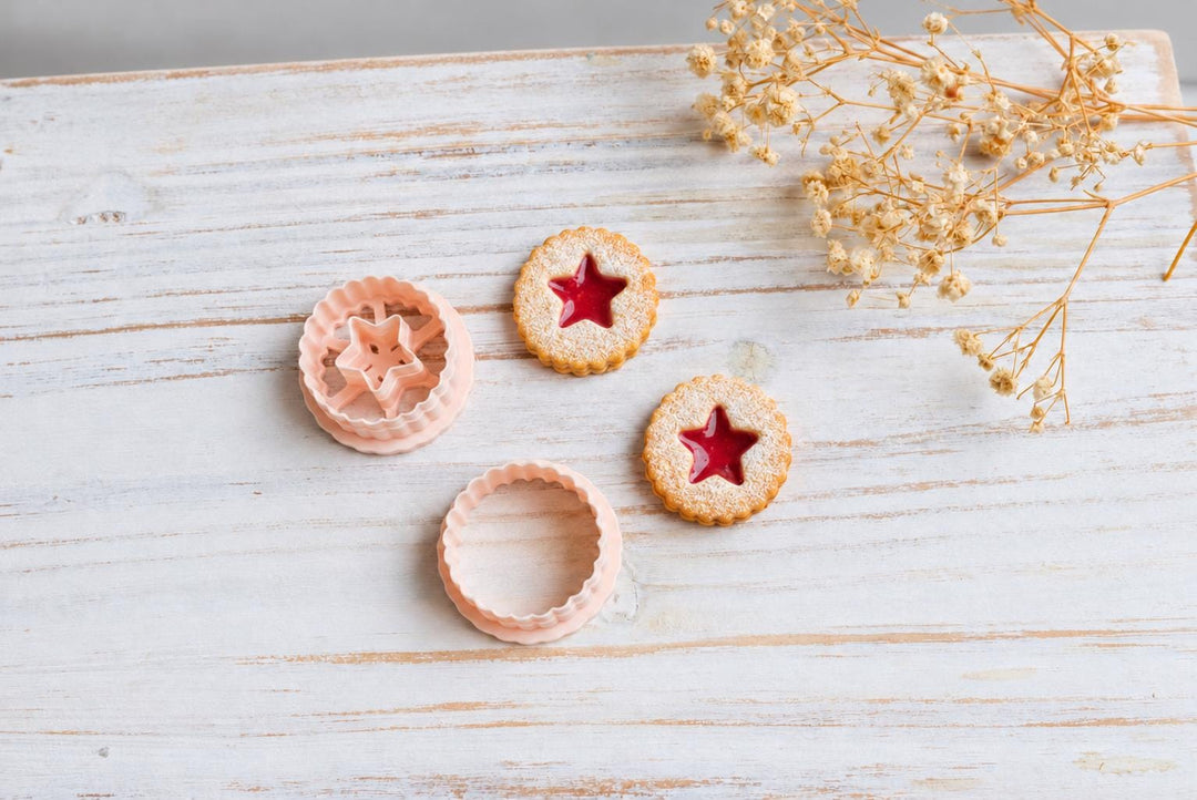 Biscuit Polymer Clay Cutter STL, Star Linzer Cookie Earring Tool, Scalloped Round Jewelry Cutter, Digital Download, Sizes 25–40 mm