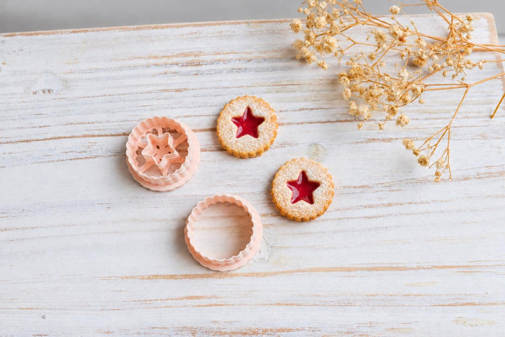 Biscuit Polymer Clay Cutter STL, Star Linzer Cookie Earring Tool, Scalloped Round Jewelry Cutter, Digital Download, Sizes 25–40 mm
