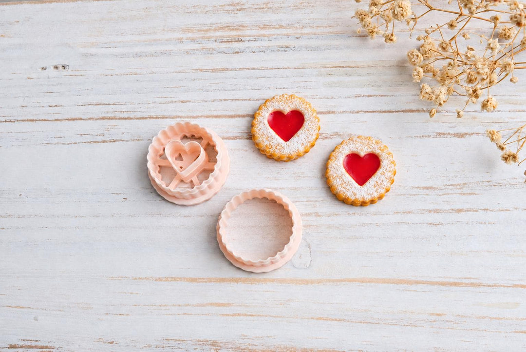 Heart Cookie Polymer Clay Cutter STL, Linzer Biscuit Earring Tool, Scalloped Valentine Cutter, Digital Download, Sizes 25–40 mm