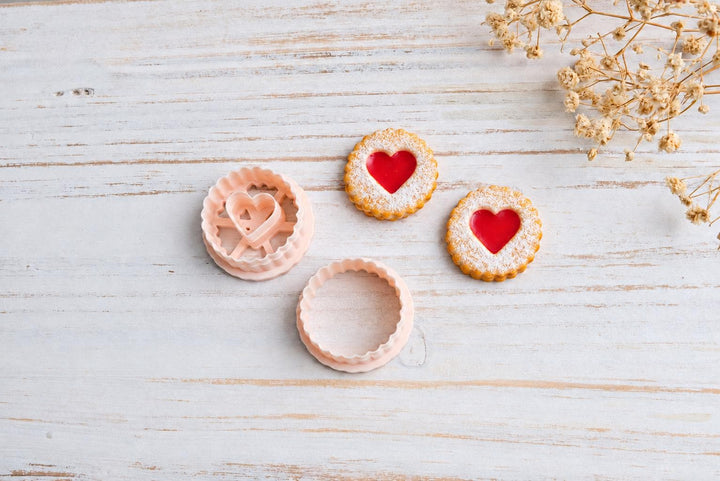 Heart Cookie Polymer Clay Cutter STL, Linzer Biscuit Earring Tool, Scalloped Valentine Cutter, Digital Download, Sizes 25–40 mm